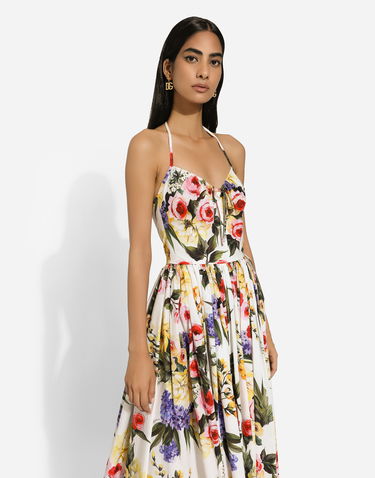 Pокля Dolce & Gabbana Dolce & Gabbana Garden Print Cotton Midi Dress Бяло | F6HABTHS5Q1HA4YB, 3