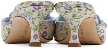 Аксесоари Manolo Blahnik Manolo Blahnik Maysalebica Floral Kitten Heel Mules Бяло | 423-1767, 1