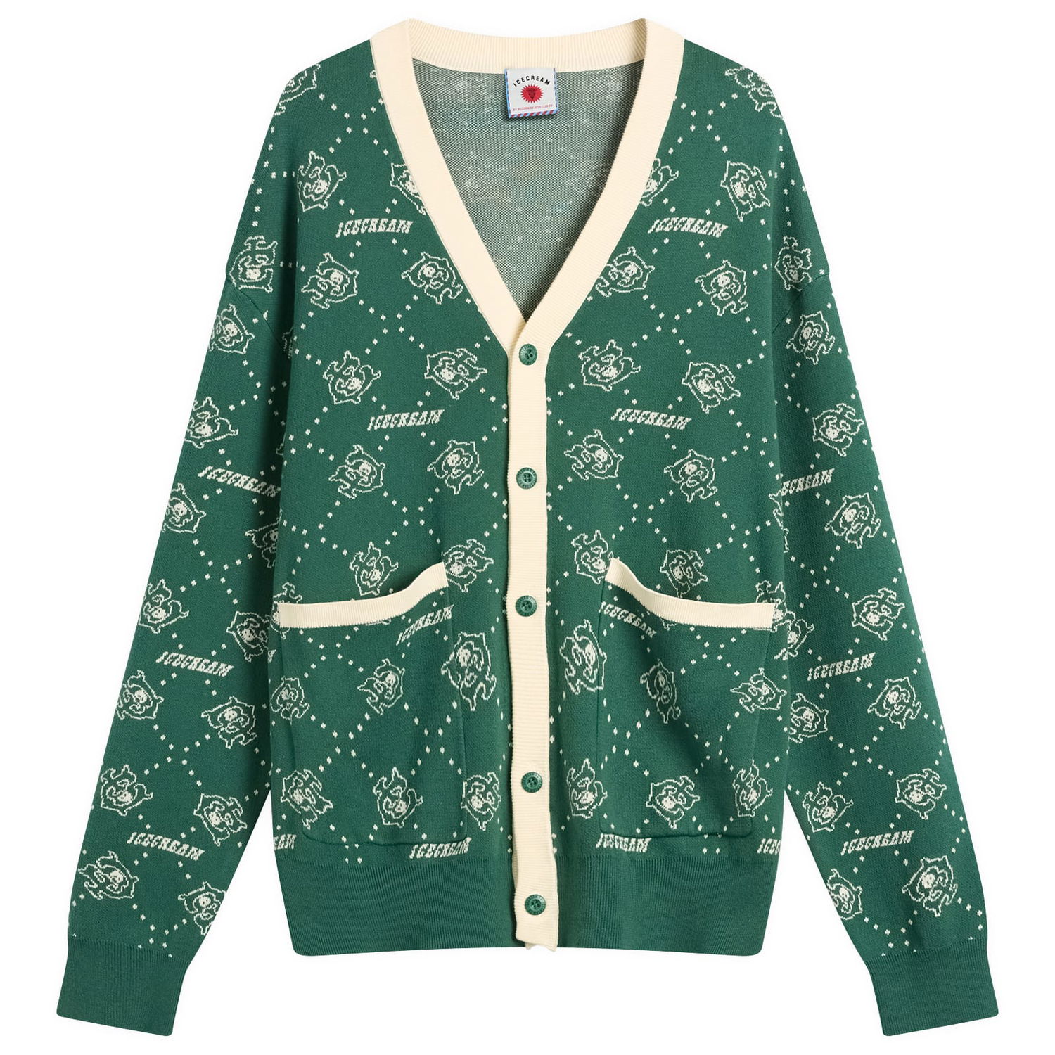 Пуловер BBC IceCream Monogram Knit Cardigan, Size Large Зелено | IC25333-GRN, 1