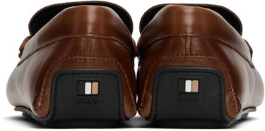 Кецове и обувки BOSS Leather Loafers with Branded Hardware Черно | 50548100, 3