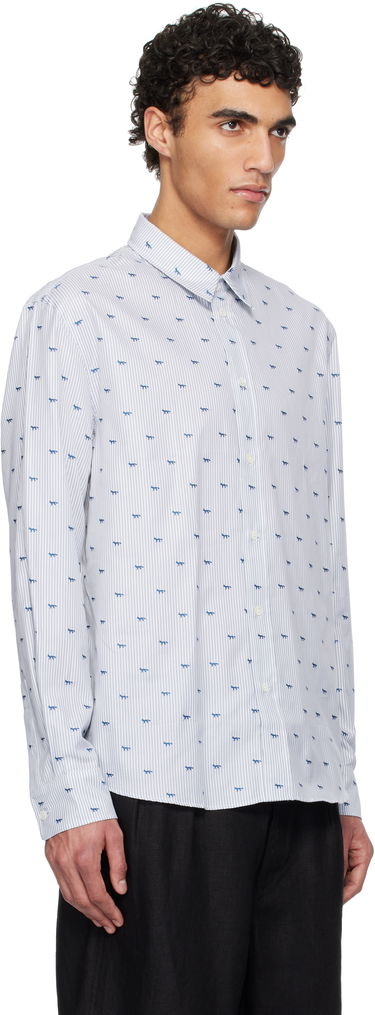 Риза MAISON KITSUNÉ Maison Kitsuné Profile Fox Casual Striped Shirt Бяло | MM00408WC5046, 1