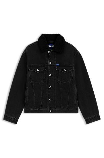 Denim Jacket with Teddy Collar