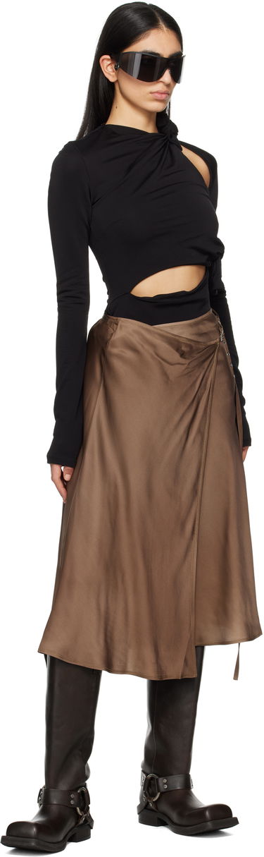 Пола Acne Studios Acne Studios Satin Wrap Midi Skirt Кафяво | AF0509-, 3