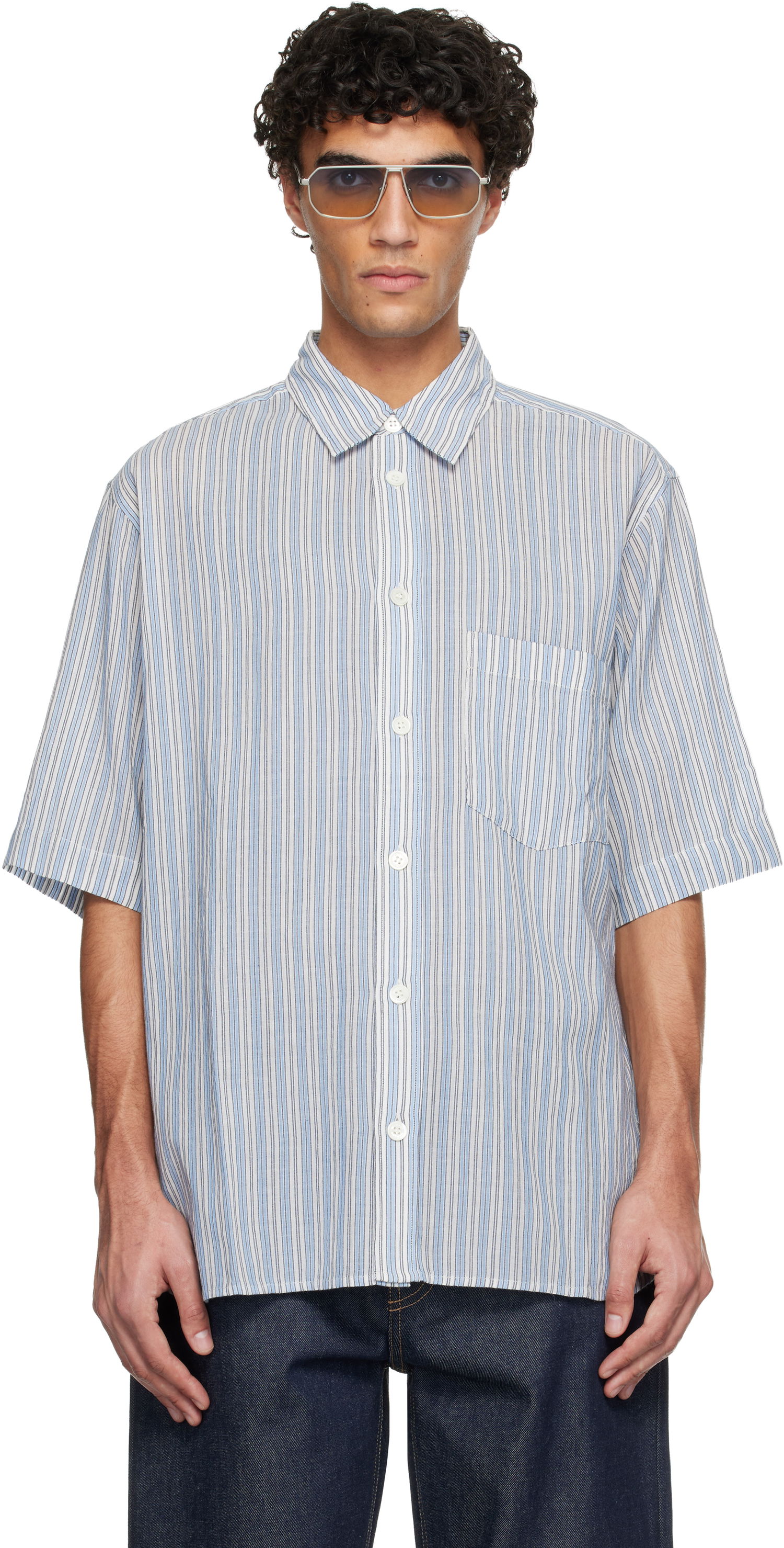 Риза ISABEL MARANT Isabel Marant Labilio Short Sleeve Striped Button-Up Shirt Многоцветен | CH0085HD-D1I03H, 0