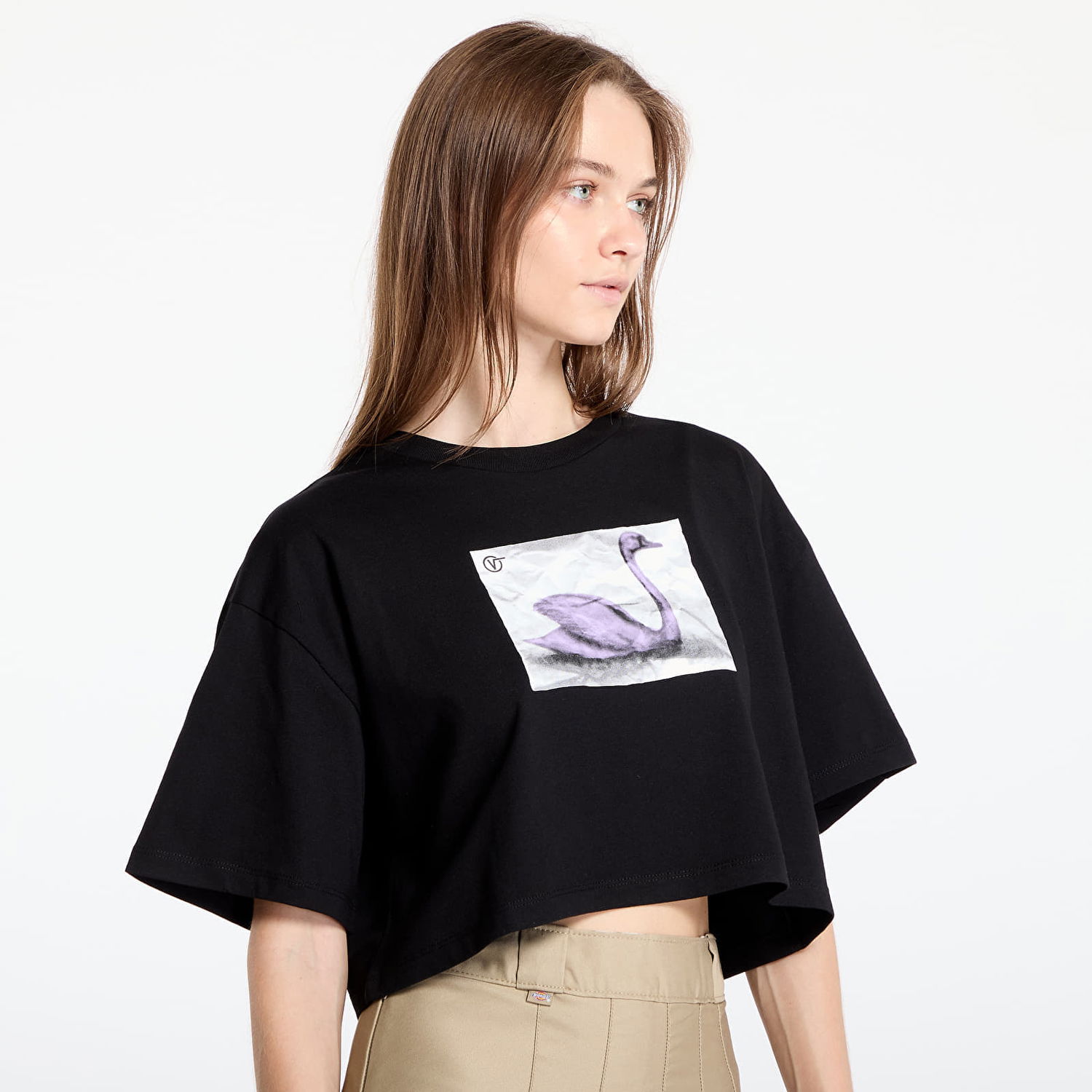 Тениска Vans T-shirt Swan SS Relax Crop Black XL Черно | VN000HHFBLK1, 1