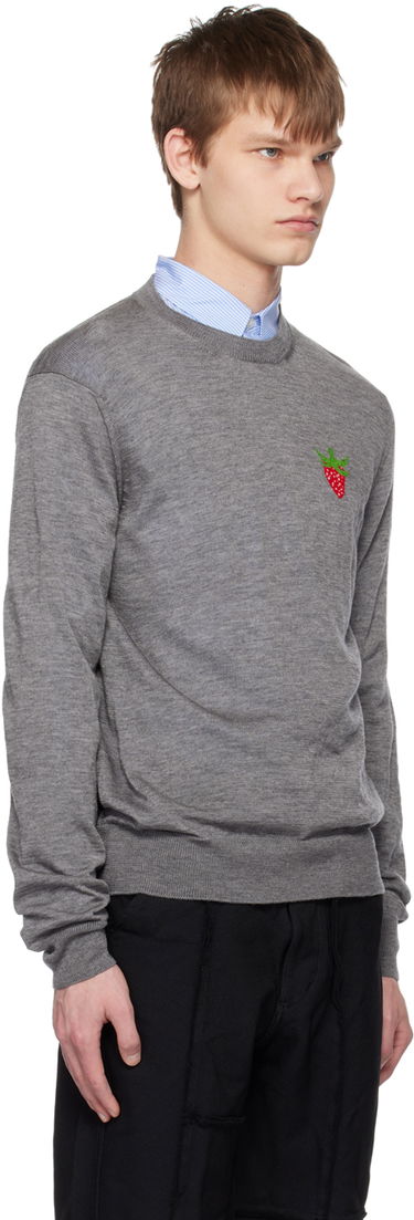 Пуловер Comme des Garçons Comme des Garçons Shirt Brett Westfall Edition Embroidered Strawberry Sweater Сиво | FK-N016-051, 1