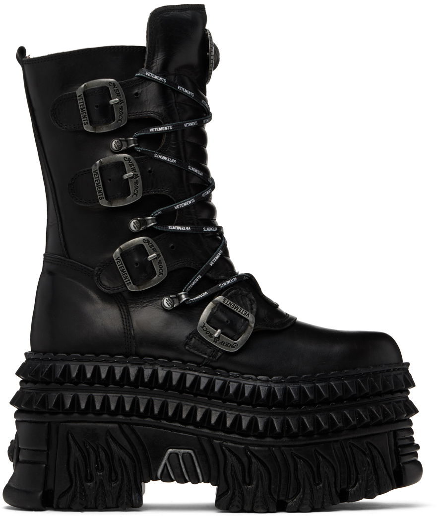 Кецове и обувки VETEMENTS VETEMENTS New Rock Edition Platform Lace Up Boots Черно | UA65BO110B, 0