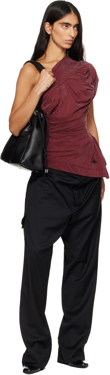 Дамска чанта Vivienne Westwood Vivienne Westwood Hilary Drawstring Grained Leather Bucket Bag Черно | 4302002RU-S000D-, 3