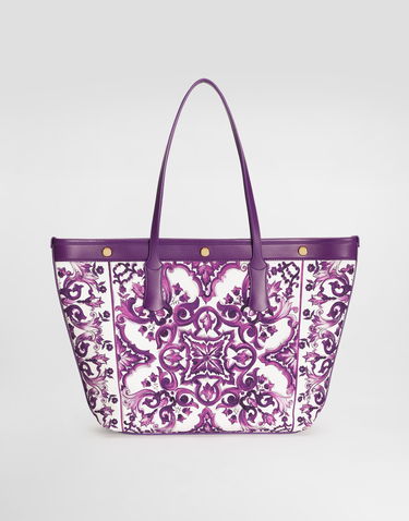 Голяма пазарска чанта Dolce & Gabbana Dolce & Gabbana Atene Majolica Print Shopping Tote Bag Лилаво | BB7826AN220I23TN, 3
