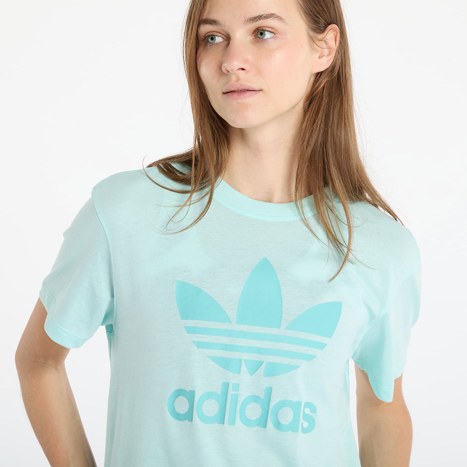 Тениска adidas Originals Adicolor Trefoil Boxy T-Shirt Тюркоазено | JD3142, 1