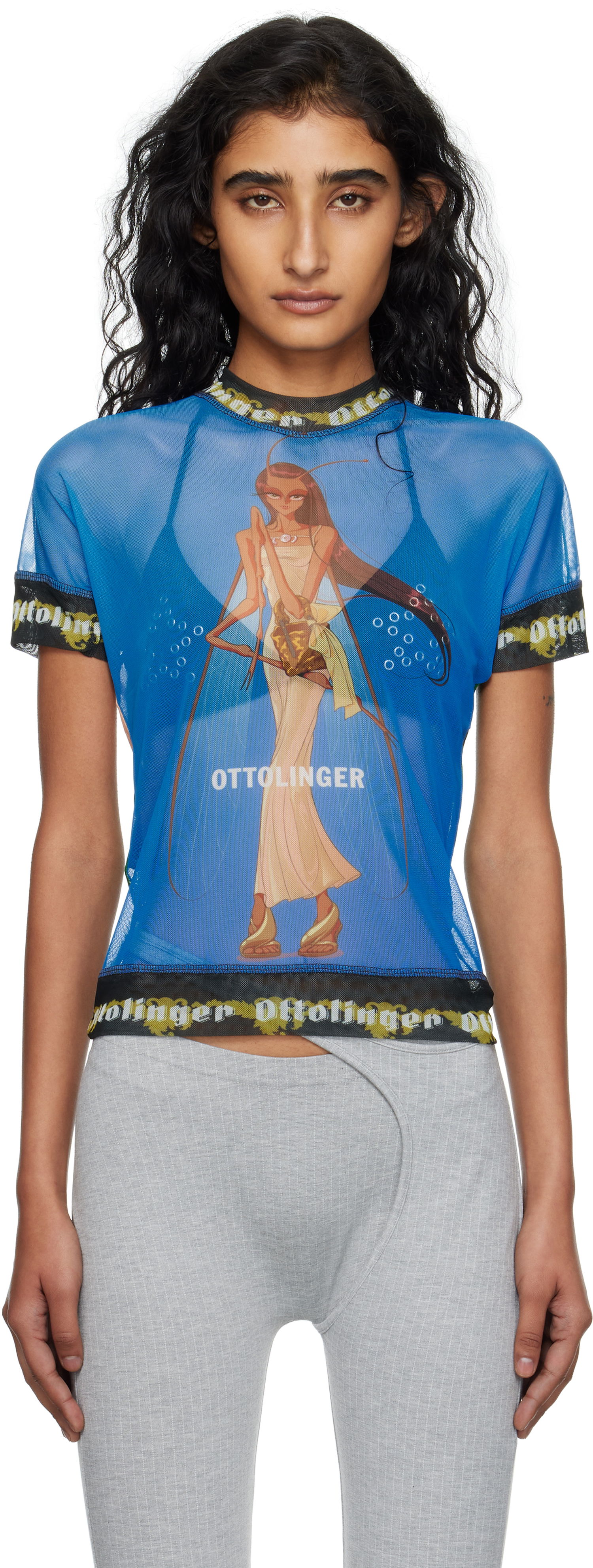 Тениска Ottolinger Ottolinger Oversized Mesh Graphic T-Shirt Синьо | 101-100501-02, 0