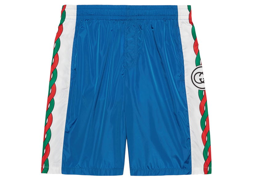 Къси панталони Gucci Interlocking G Print Waterproof Nylon Shorts Blue Синьо | 692722 XHAE1 4532