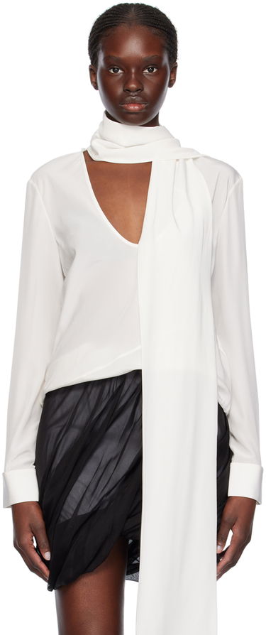 Риза Helmut Lang Helmut Lang Scarf Neck Blouse Бяло | O01HW522, 0