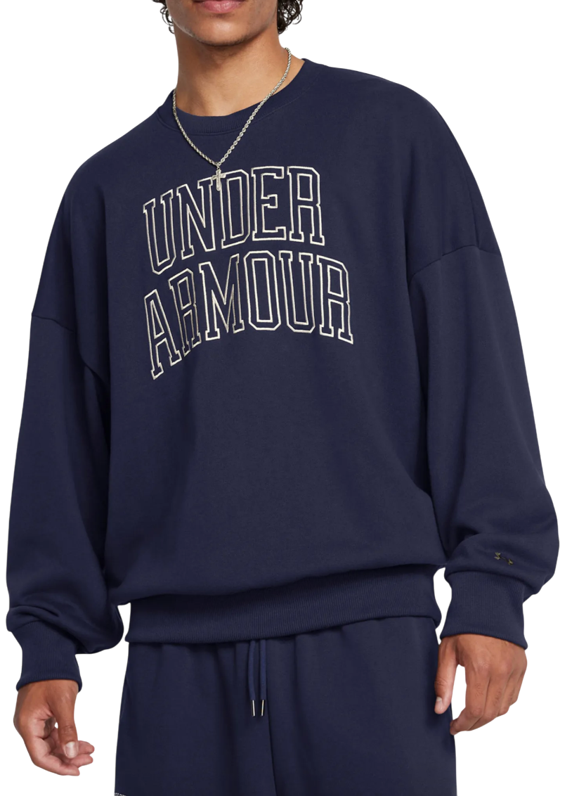Суитчър Under Armour Icon Heavyweight Terry Oversized Crewneck Sweatshirt Тъмно синьо | 1386548-410