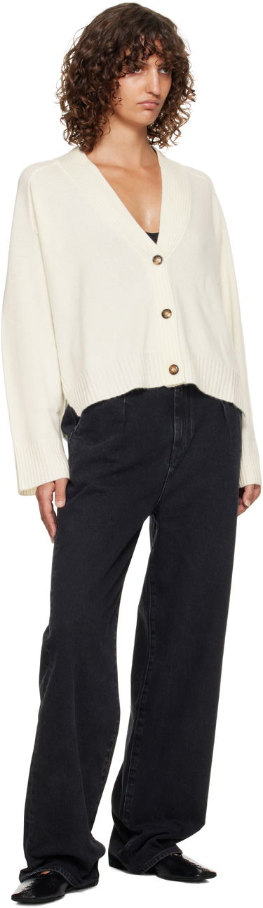 Пуловер Loulou de Saison Loulou de Saison Kaia Ribbed Neckline Cardigan Бяло | KAIA LDS, 3