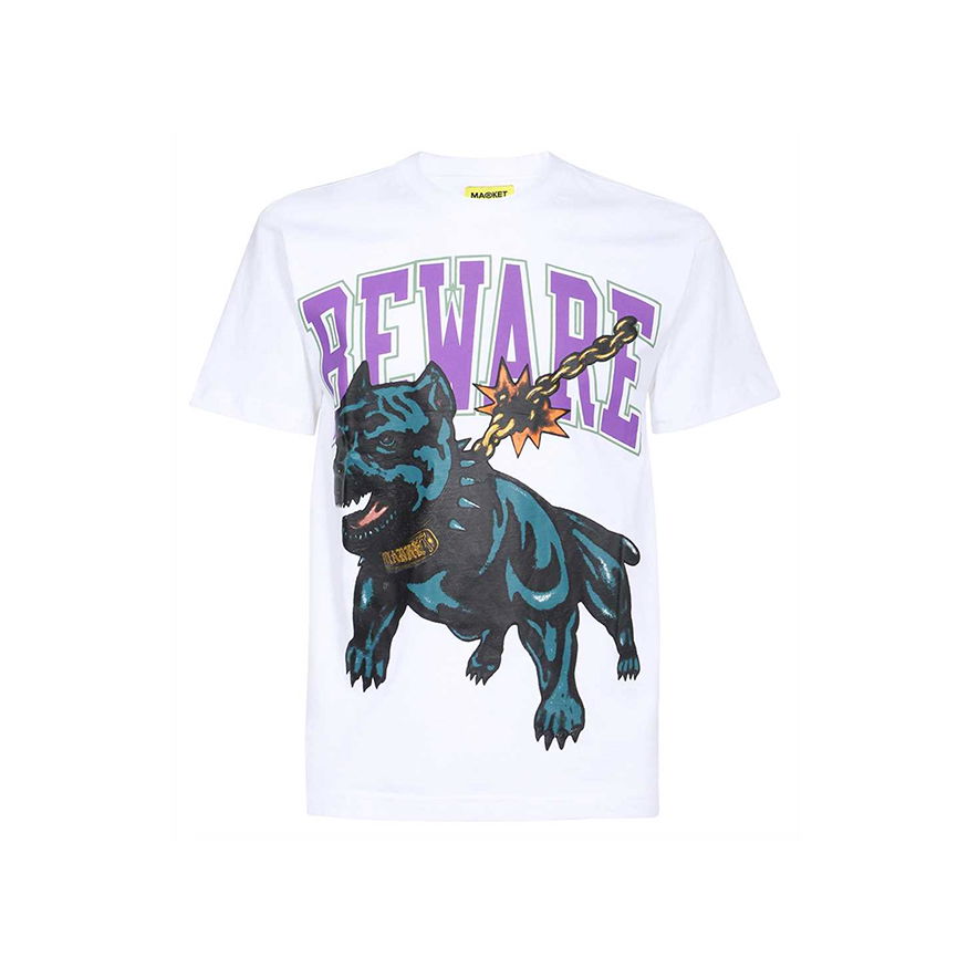 Тениска MARKET Beware Dog Washed Tee Бяло | 399001086-2, 0