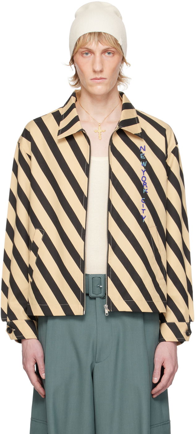 Яке бомбър Bode Domino Stripe Print Jacket Бежово | MRS24JA018