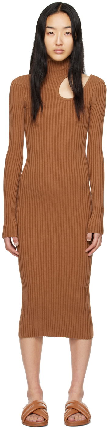 Pокля Anine Bing Victoria Cutout Midi Dress Кафяво | A-02-0340-220, 0