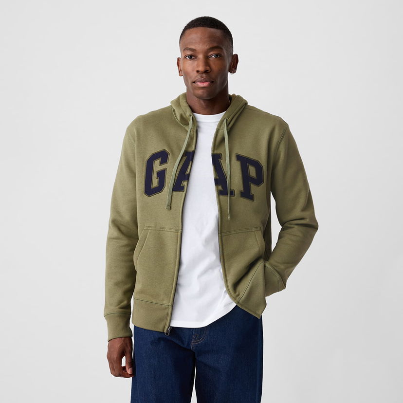 Суитчър GAP Sweatshirt Logo Fullzip Hoodie Walden Green S Зелено | 840496-38