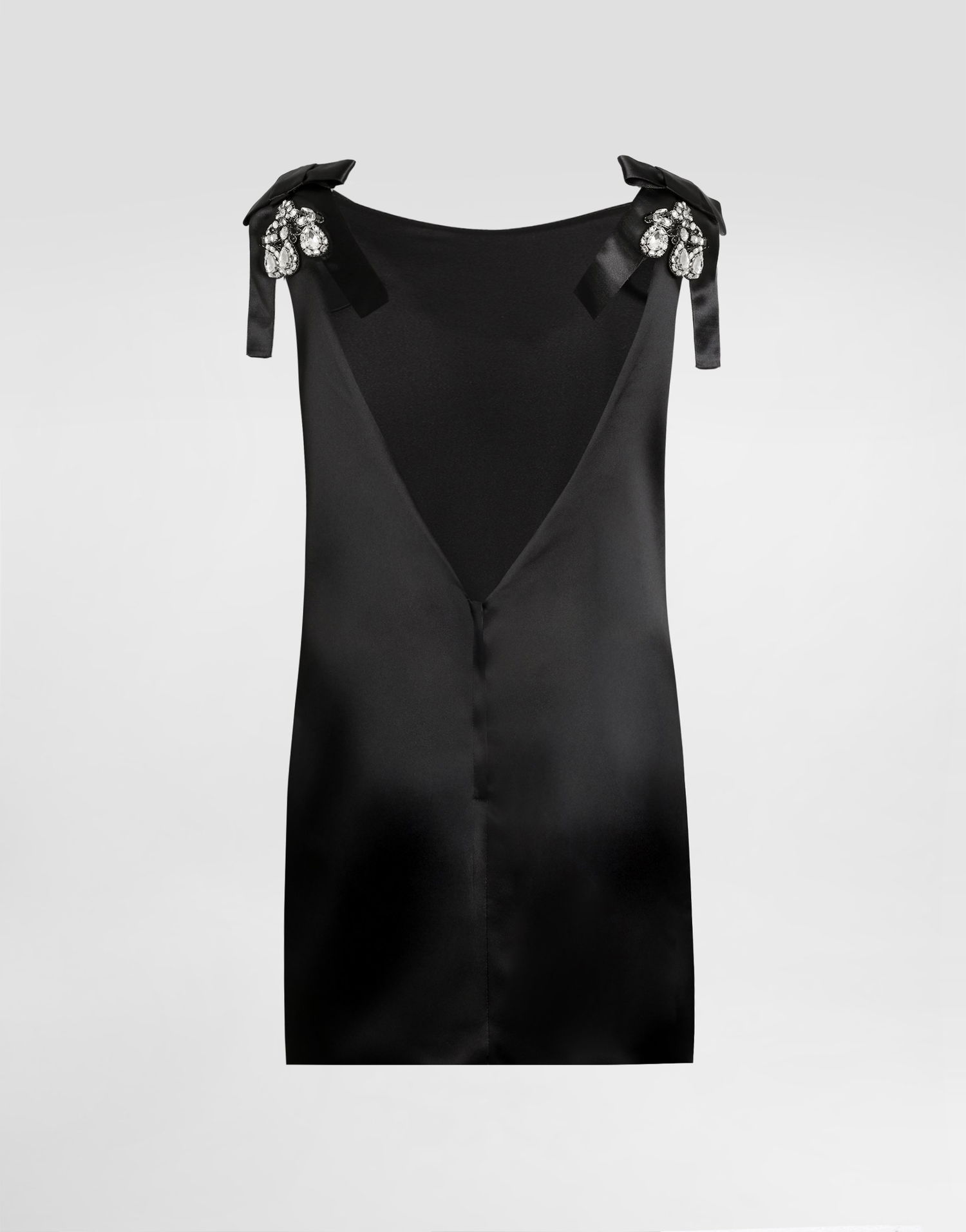 Pокля Dolce & Gabbana Stretch Satin Dress with Jewel Embellishments and Shoulder Bows Черно | F60FOZFURADN0000, 1