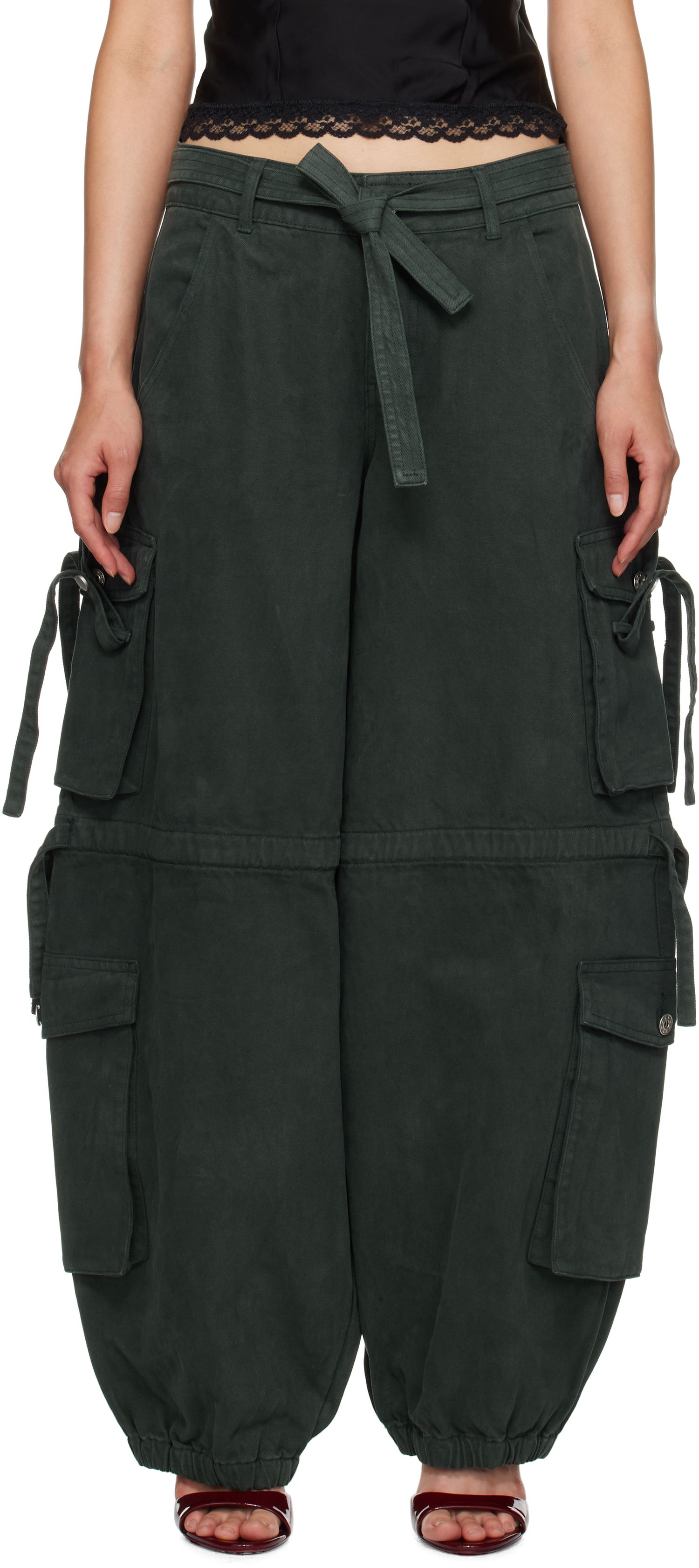 Карго панталони GUIZIO Guizio Anais Cargo Pants Зелено | F24203W100, 0