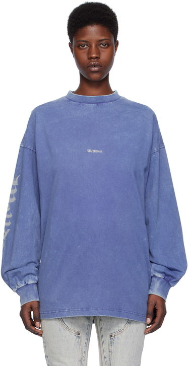Тениска We11done We11done Faded Long Sleeve T-Shirt Синьо | WD-TT0-24-714-U-PP, 0