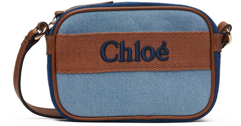 Чанта през рамо CHLOÉ Chloe Embroidered Camera Bag Синьо | C20276