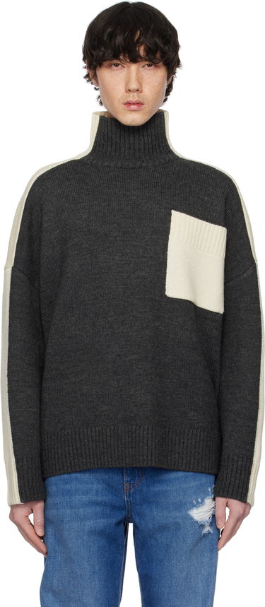 Пуловер JW Anderson JW Anderson Dual Tone Turtleneck with Patch Pocket Сиво | KW1308-YN0367, 0