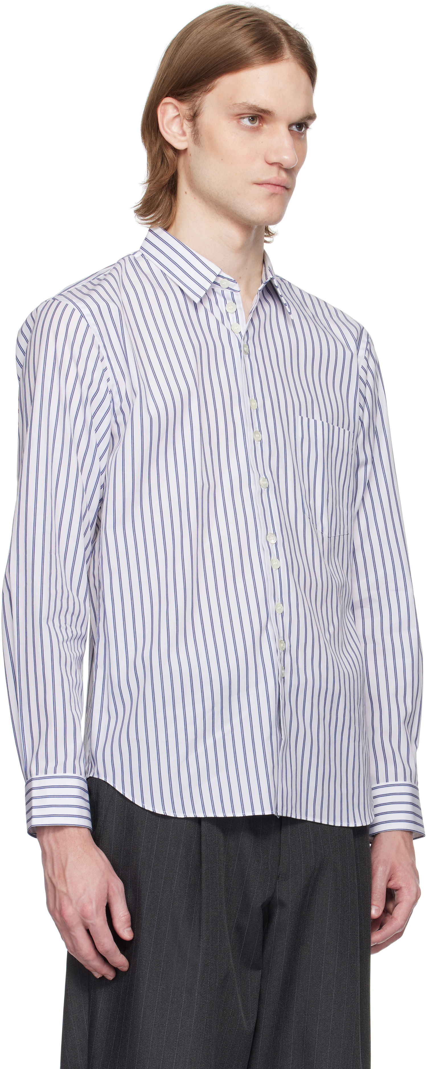 Риза Comme des Garçons Homme Deux Striped Shirt Бяло | DO-B030-051, 1