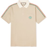 Поло тениска Gucci Pocket Logo Taped Polo Tee Бежово | 753078-XJFTN-2219, 1