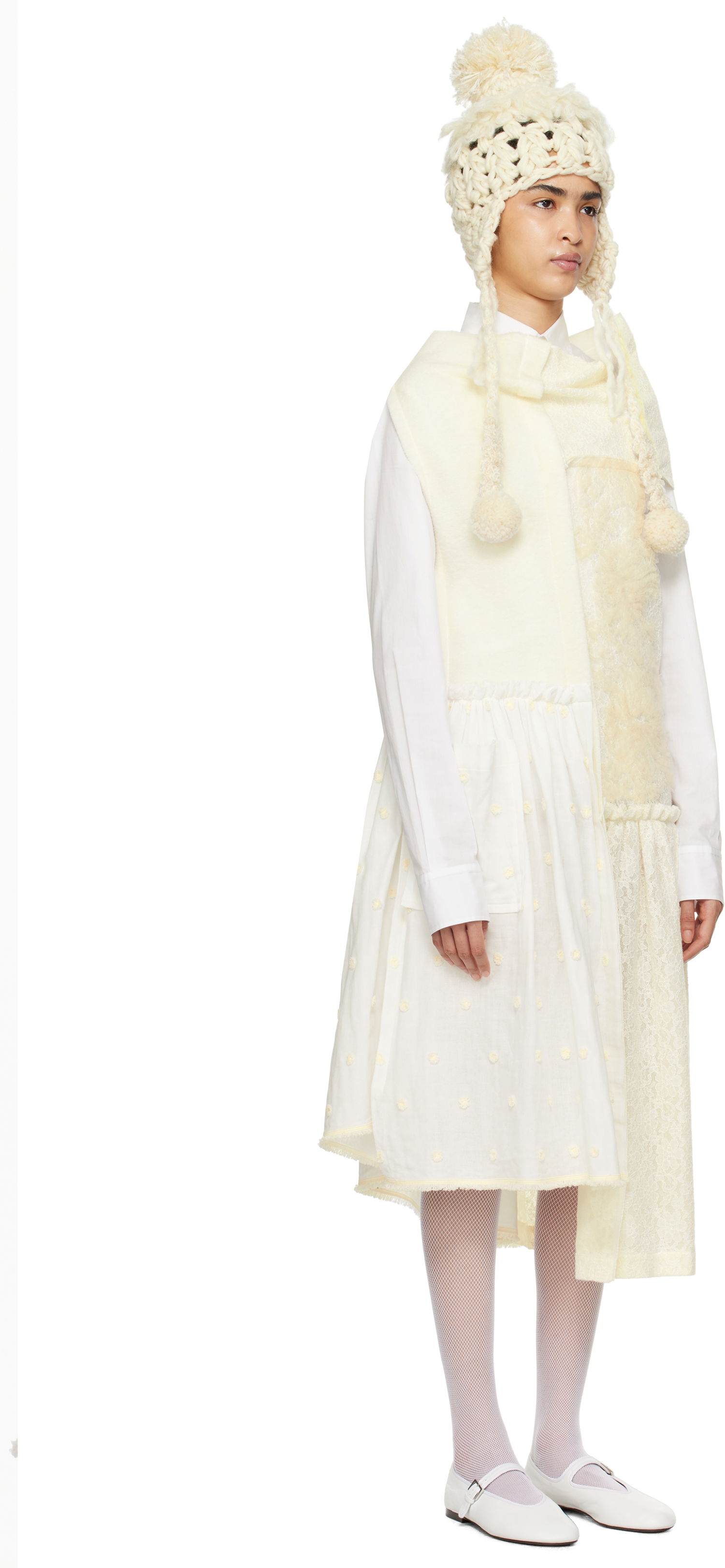 Pокля Comme des Garçons Comme Des Garçons Paneled Midi Dress Бяло | TN-O004-051, 1