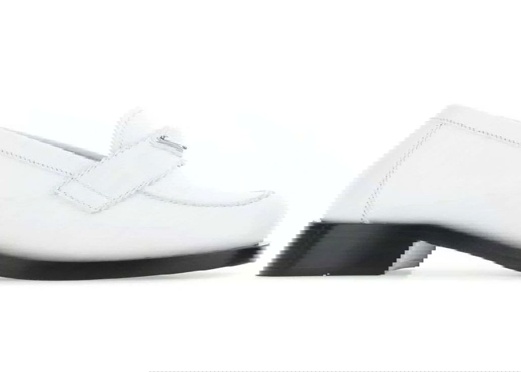 Кецове и обувки Prada Logo Plaque Brushed Loafers "White Leather" Бяло | 1D238MF020055-F0009, 0
