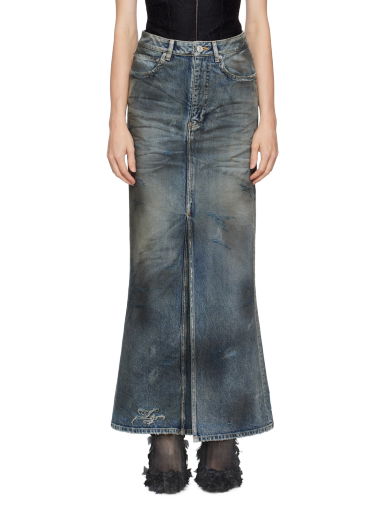 Пола Balenciaga Distressed Denim Maxi Skirt Синьо | 744975 TNW01