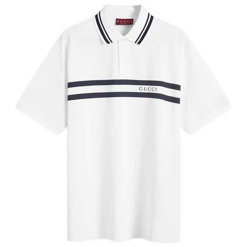 Поло тениска Gucci Chest Stripe Logo Polo Бяло | 788016-XJGJX-9081