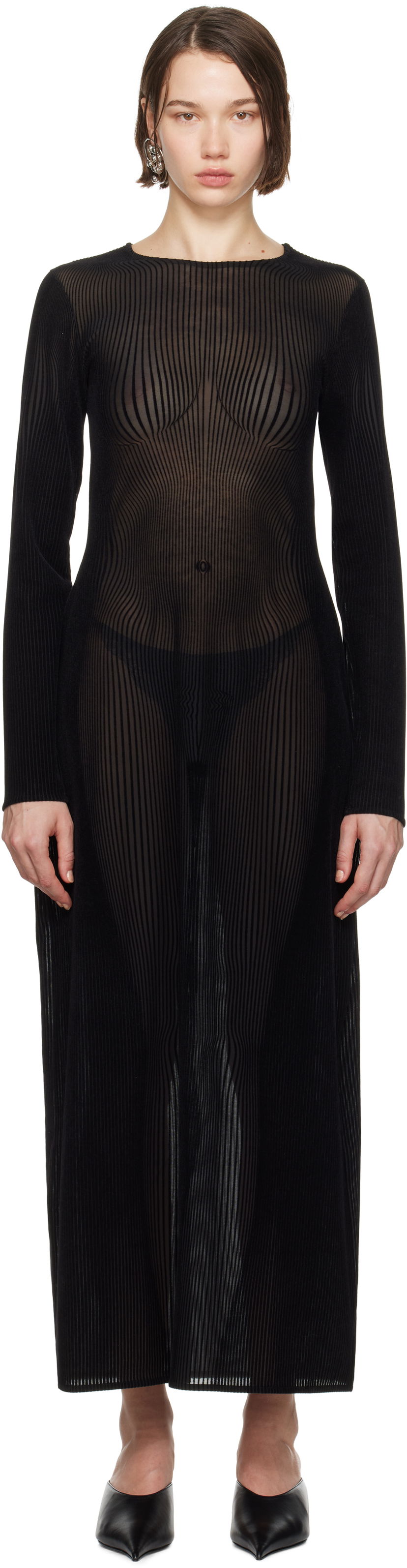 Pокля Jean Paul Gaultier Gaultier Morphing Pinstripe Maxi Dress Черно | 24/31-F-RO270-T570-0000