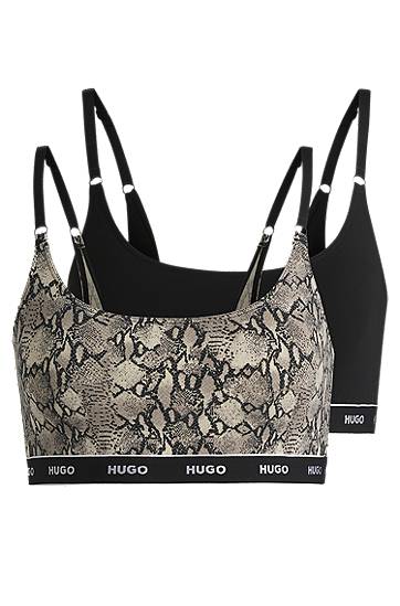 Сутиен BOSS Two-Pack of Stretch-Cotton Bralettes with Logo Underbands, HUGO Черно | 50495872