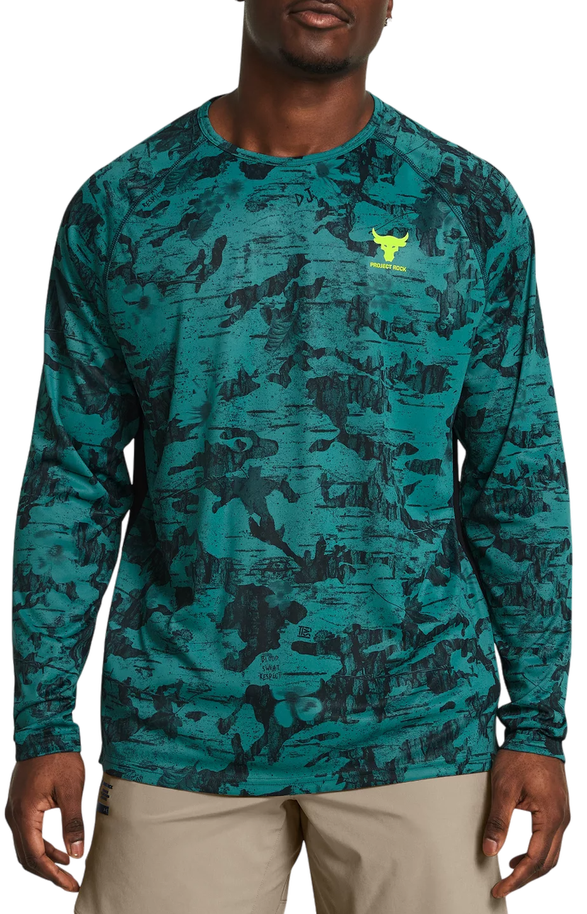 Тениска Under Armour Project Rock IsoChill Patterned Long Sleeve Training Shirt Тюркоазено | 1383218-449