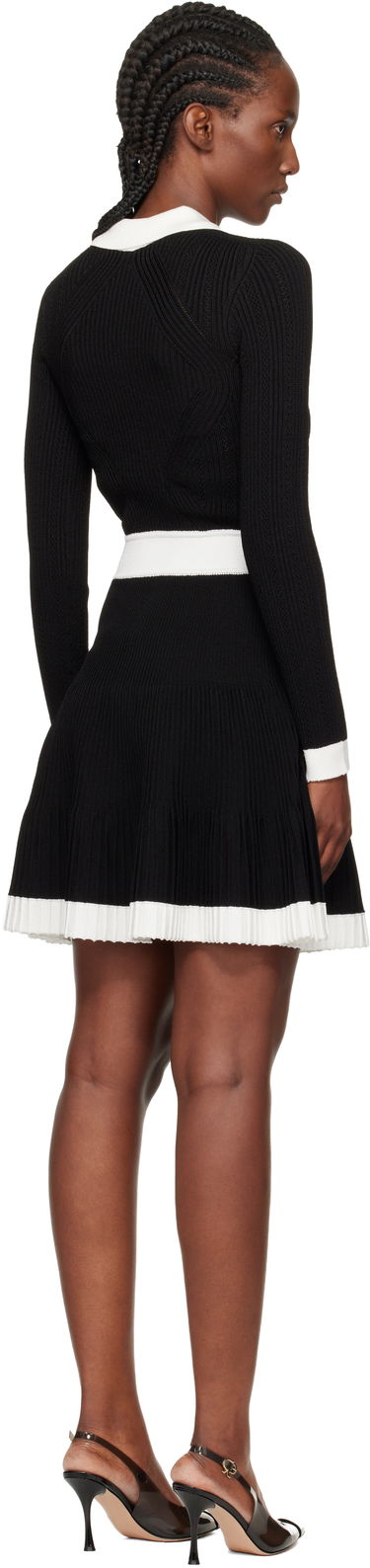 Pокля Balmain Pointelle V-Neck Long-Sleeve Button-Front Pleated Minidress Многоцветен | FF1R9858KI64, 2