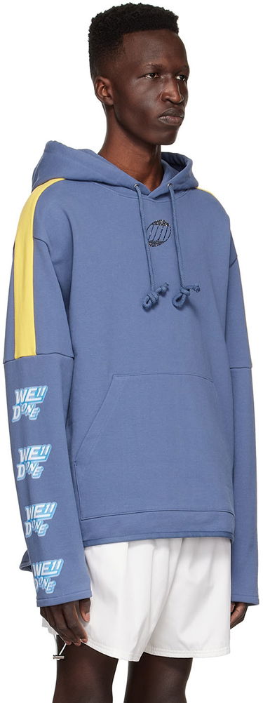 Суитчър We11done Designer Logo-Appliquéd Hoodie Синьо | WD-TH1-22-556-U-NV, 1