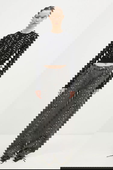 Пуловер Marine Serre Moon Strass Knit Fitted Cardigan Черно | WTK011A.RKNI0001, 4