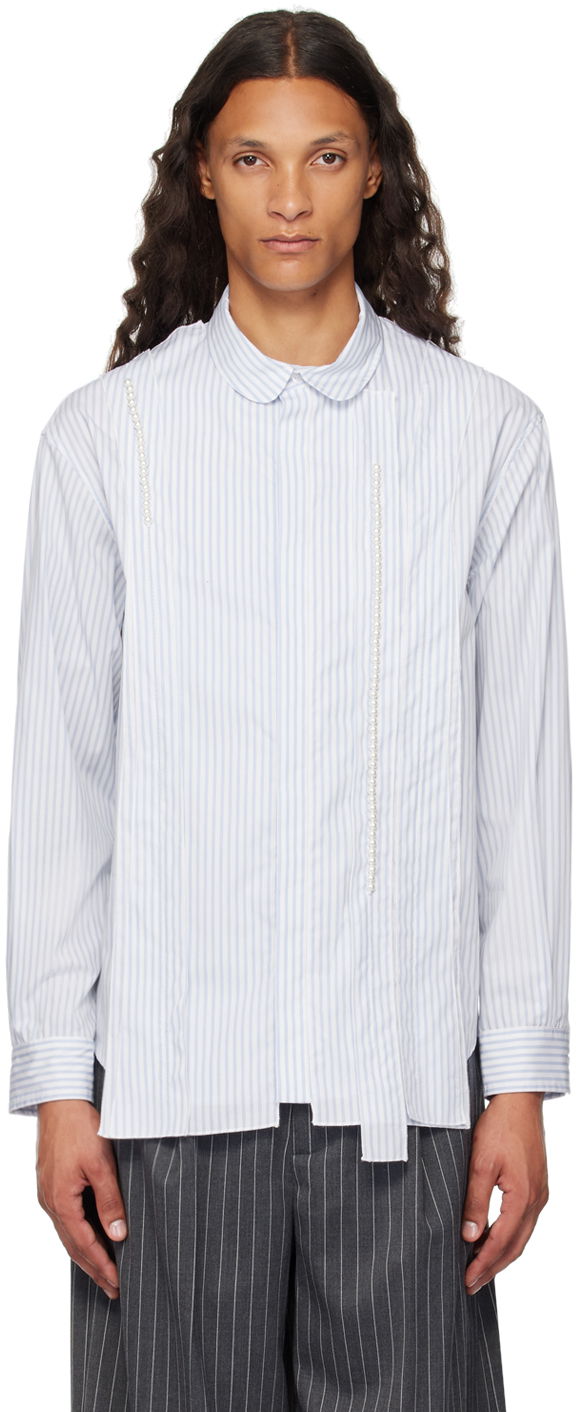 Риза Simone Rocha Simone Rocha Beaded Inverted Seam Shirt Синьо | 5275B 1026, 0