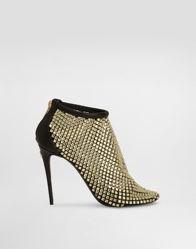 Gold Crystal Embellished Ankle Boots