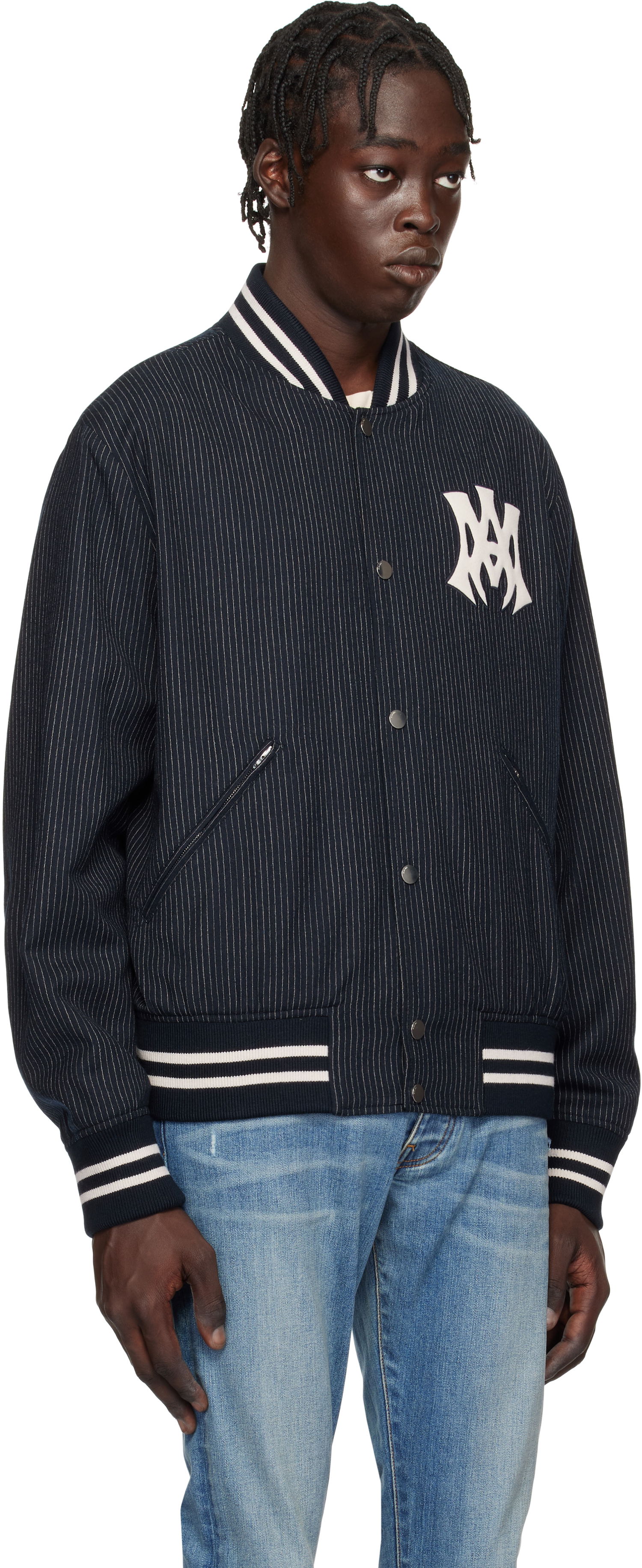 Яке бомбър AMIRI 'MA Hollywood' Pinstripe Bomber Jacket Тъмно синьо | AMOUBB1024, 1