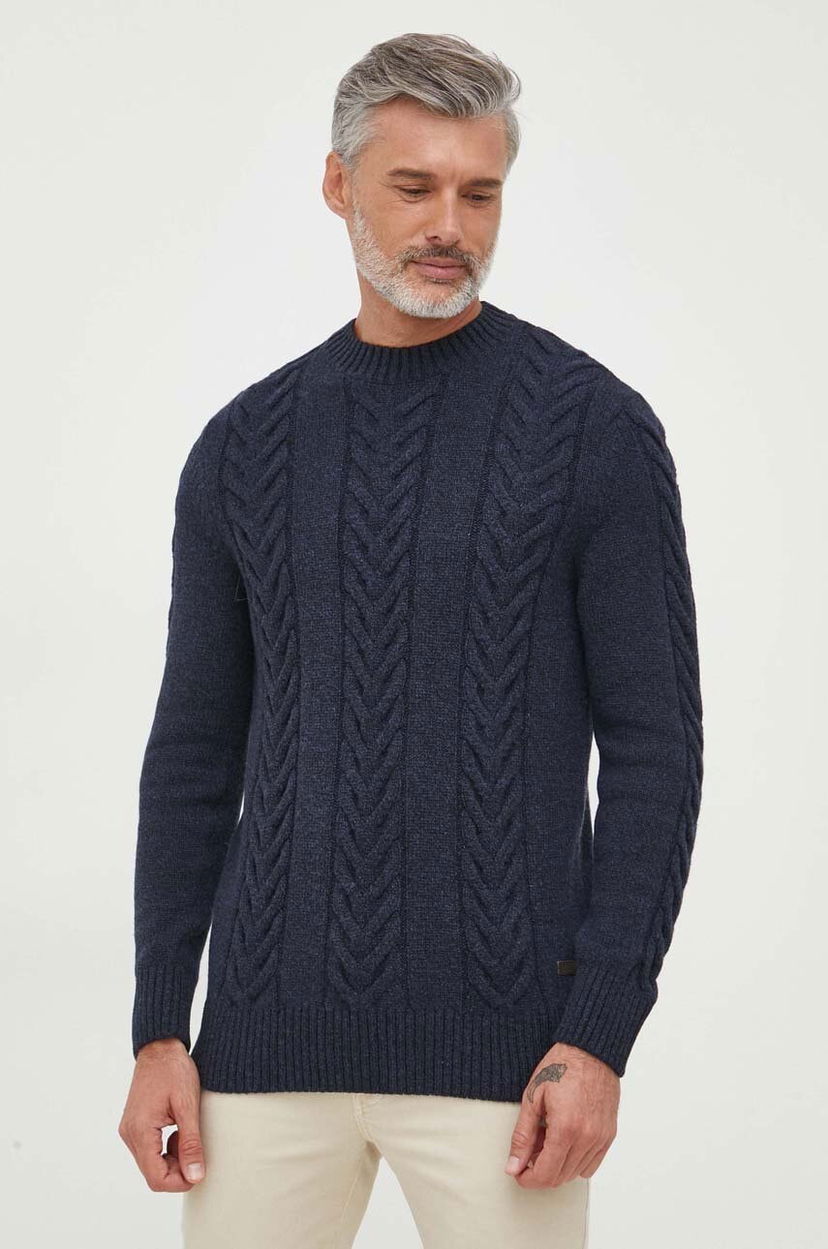 Пуловер Barbour Barbour Cable Knit Sweater Тъмно синьо | MKN1325