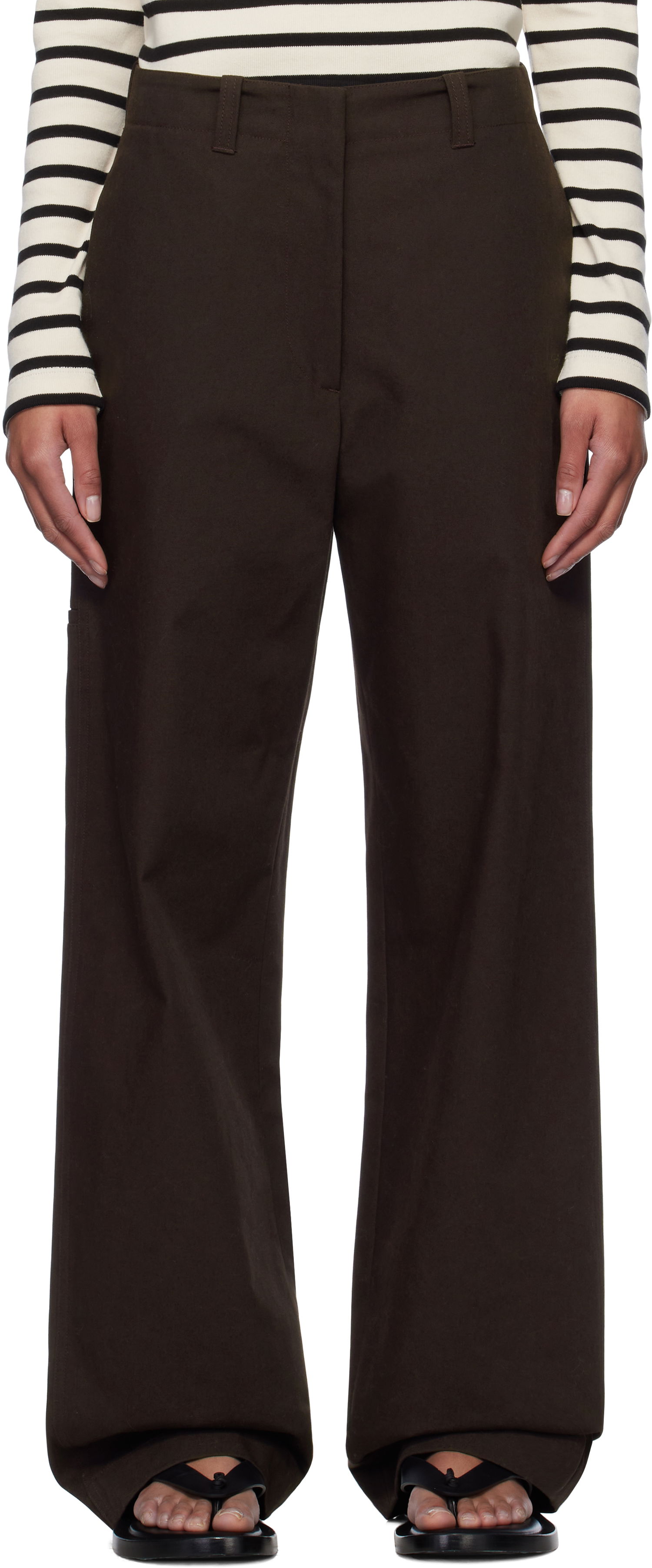 Панталони Jil Sander Jil Sander Straight-Leg Trousers Кафяво | J40KA0255_J45267, 0