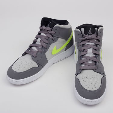 Кецове и обувки Jordan Air Jordan 1 Mid "Gun Smoke Volt" GS Сиво | 554725-072, 2