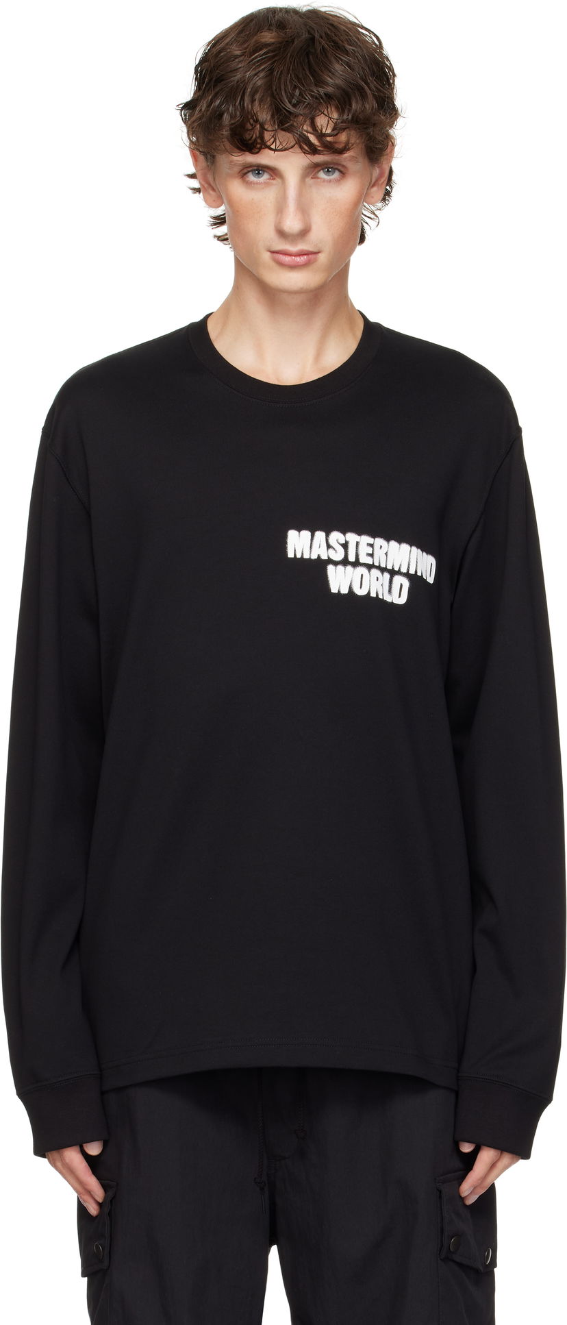 Тениска Mastermind WORLD Long Sleeve Spray Paint T-shirt Черно | MW24S13-TS050-010