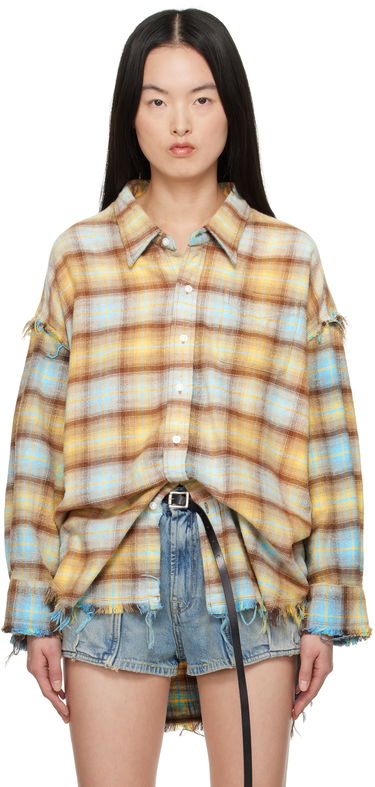 Риза R13 R13 Shredded Seam Drop Neck Plaid Shirt Многоцветен | R13WR075-R503B, 0