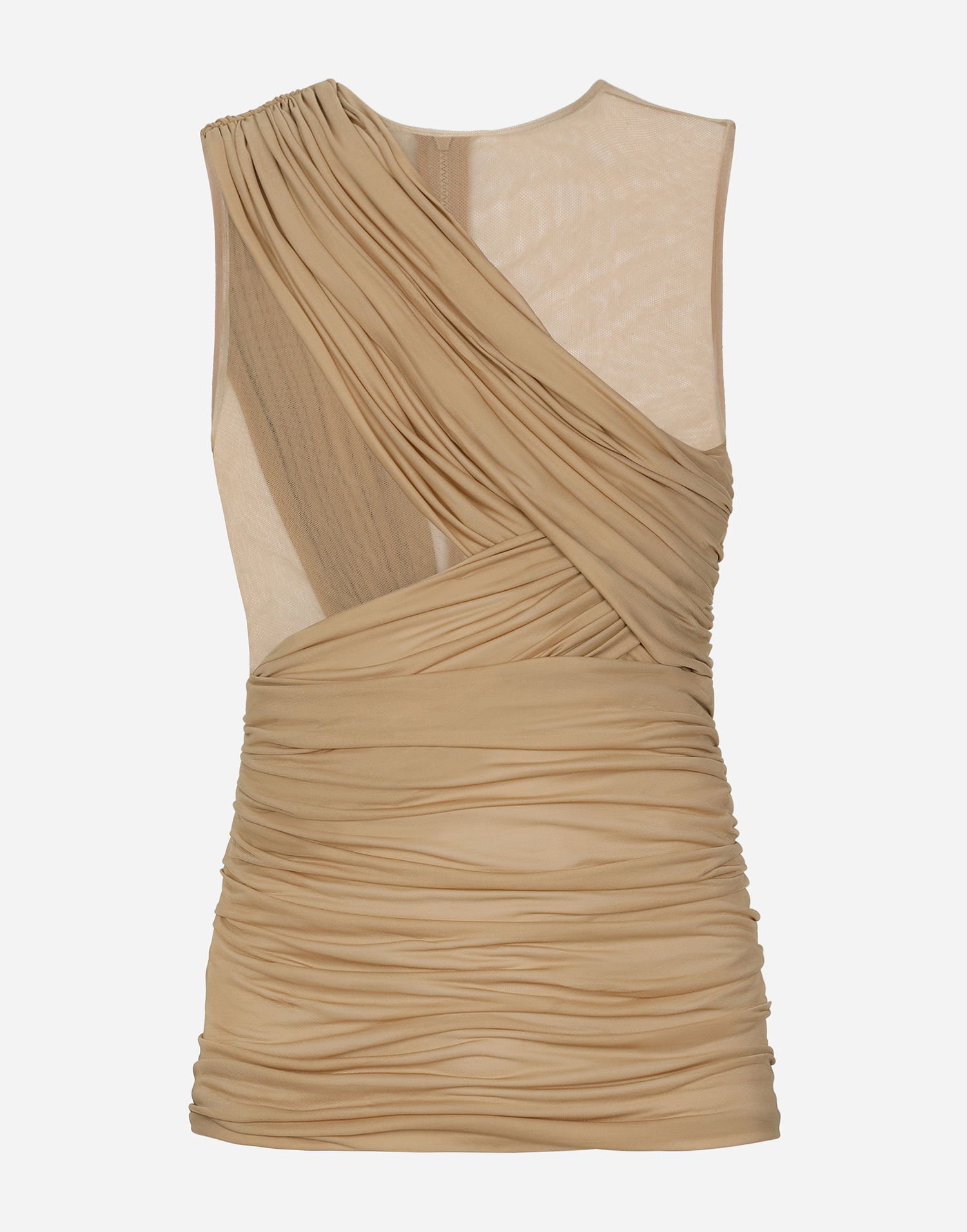 Потник Dolce & Gabbana Stretch Tulle T-shirt With Draping Бежово | G8RW3TG7M7SS9000, 0