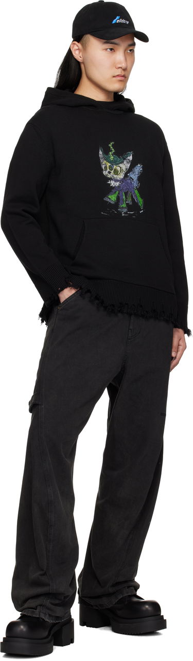 Суитчър We11done We11done Grunge Monster Pony Knit Hoodie Черно | WD-KT0-25-659-U-BK, 3